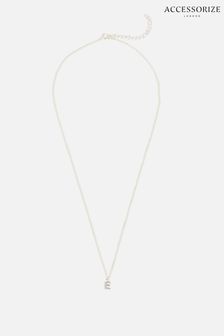 Accessorize Sterling Silver Initial Pendant Necklace (T28514) | ₪ 75