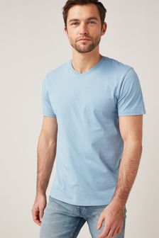 Light Blue V-Neck Regular Fit T-Shirt (T28561) | 10 €
