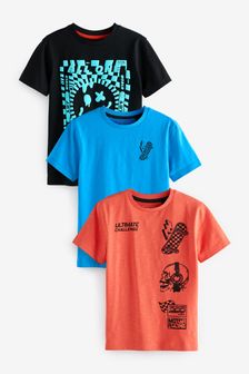 Checkerboard Skull/Skate 3 Pack Short Sleeve Graphic T-Shirts (3-16yrs) (T28937) | 21 € - 36 €