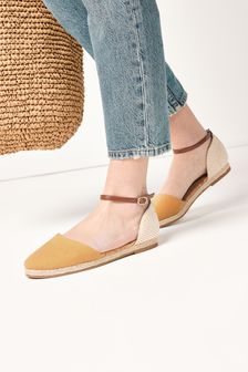 Yellow Closed Toe Ankle Strap Espadrille Shoes (T28950) | €14