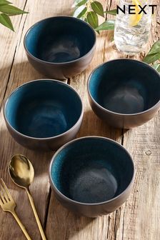 Teal Blue Logan Reactive Glaze Set of 4 Bowls (T28997) | 27 €