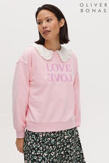 Sudadera rosa con bordado Love Love de Oliver Bonas (T29033) | 55 €