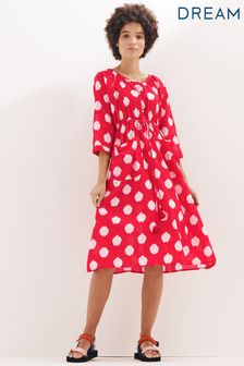 Dream Red Spot Print Charleston Midi Dress (T29662) | €24