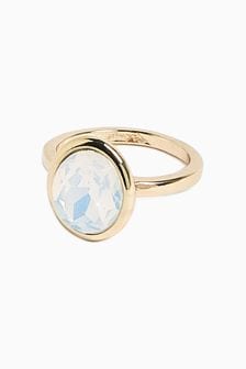 Gold Tone Large Opal Ring (T29740) | €7
