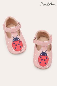 Boden Pink Novelty Leather Baby Shoes