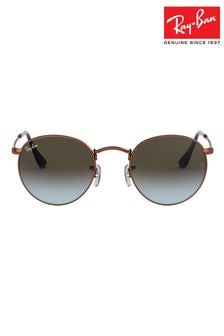 Bronze & Gläser mit Farbverlauf in Blau/Braun - Ray-ban® Kleine, runde Sonnenbrille aus Metall (T2R485) | 251 €