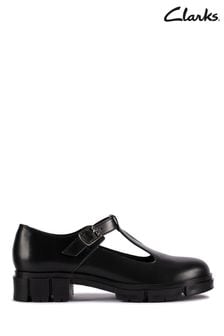 Clarks Black Leather Teala Bar Shoes (T30022) | €44