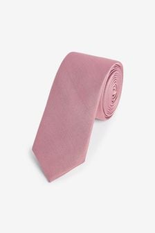 Темно-розовый - Зауженные - Саржевый галстук из переработанного полиэстера (T30032) | €9
