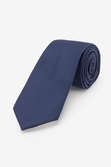 Niebieski granatowy - Standardowy - Krawat z poliestru z recyklingu o splocie ukośnym (T30037) | 39 zł