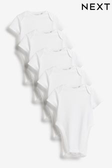 White 5 Pack Hip Dysplasia Short Sleeve Bodysuits (T30040) | $38 - $47