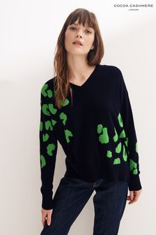 Cocoa Cashmere Navy Blue Animal Print Jumper (T30233) | ₪ 1,374