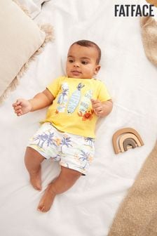 黃色 - FatFace嬰兒圓領印花T恤和短褲套裝 (T30428) | NT$740 - NT$840