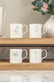 Mary Berry Set of 4 White Flowers Garden Espresso Mugs (T30433) | ₪ 93