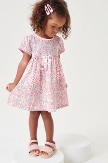 Pink Mixed Floral Short Sleeve Jersey Dress (3mths-7yrs) (T30463) | €7.50 - €10