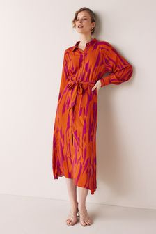 Orange/Pink Geo Shirt Dress (T30493) | $45