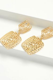 Gold Tone Swirl Statement Earrings (T30510) | BGN 21