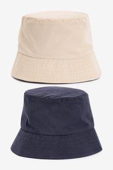 Navy Blue/ Stone 2 Pack Bucket Hats (1-16yrs) (T30601) | €15 - €20
