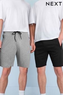 黑／灰 - 直筒款 - 拉鍊口袋平織短褲 (T30840) | HK$310