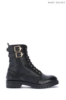 Mint Velvet Black Leather Lydia Boots (T30844) | TRY 3.899