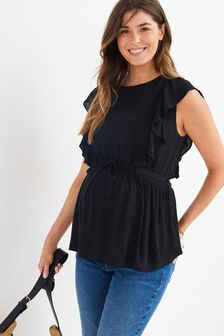 שחור - חולצה להריון עם מלמלה (T30869) | ‏70 ₪