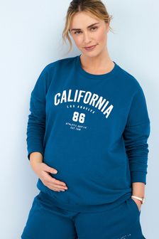 Navy Blue Maternity Slogan Varsity Sweatshirt (T30870) | AED89