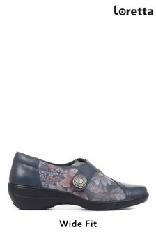 Loretta Ladies Wide Fit Floral Leather Shoes (T30981) | 60 €