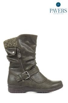 Pavers Ladies Green Calf Boots