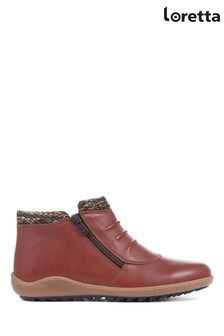 Loretta Ladies Brown Dual Zip Leather Ladies Ankle Boots (T30997) | ₪ 233