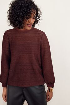 Berry Red Crochet Long Sleeve Top (T31115) | €16