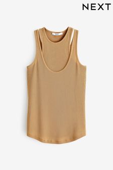 Neutral Tan Double Layered Ribbed Vest (T31176) | €16