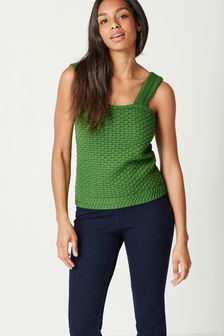 Green Square Neck Crochet Vest (T31393) | 36 €