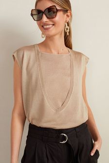 Neutral Brown Shimmer Layer Top (T31400) | $58