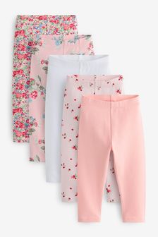 Pink Floral 5 Pack Leggings (3mths-7yrs) (T31428) | €20 - €25