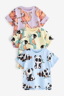 Multi Character 3 Pack Oversized Cotton T-Shirts (3mths-7yrs) (T31521) | €19 - €24