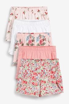 Roza-rdeča s cvetličnim vzorcem - Komplet 5 kratkih hlač iz džersija (3 mesecev–7 let) (T 31532) | €26 - €31