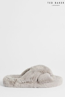 Ted Baker Grey Lopply Faux Fur Cross Over Slippers (T31735) | 60 €