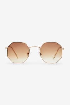 Gold Metal Framed Hexagon Sunglasses (T33052) | €7.50 - €8.50