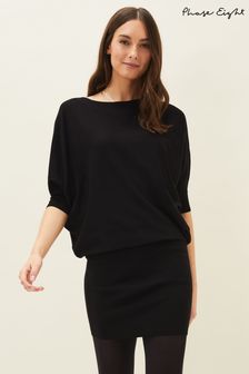 Phase Eight Black Becca Batwing Knitted Dress (T33120) | ₪ 508