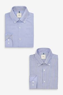 Blue/Blue Bengal Slim Fit Single Cuff Short Sleeve Shirts 2 Pack (T33140) | 51 €