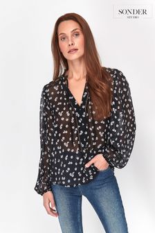 Черная блузка с цветочным принтом Sonder Studio (T33158) | €15