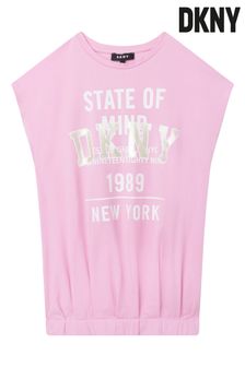 DKNY Rose Pink Organic Cotton Jersey Short Sleeved Dress (T33197) | €27 - €31