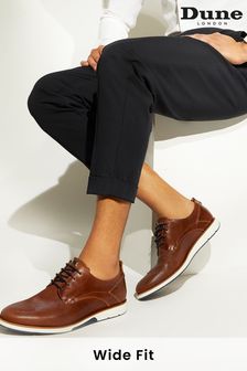 Dune London Brown Wide Fit Barnabey Perforated Wedge Casual Shoes (T33426) | €133