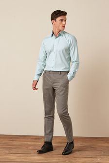 Sage Green Regular Fit Single Cuff Trimmed Shirt (T33457) | $48