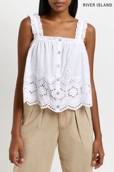 River Island White Lace Embroidered Cami (T33529) | €10