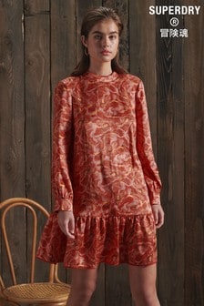 Superdry Red Limited Edition Dry Printed Silk Dress (T33611) | €64
