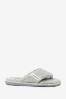 Grey Towel Toe Thong Slider Slippers (T33806) | €5