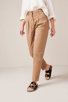 Tan Brown Smart Cotton Taper Trousers (T34068) | €19.50