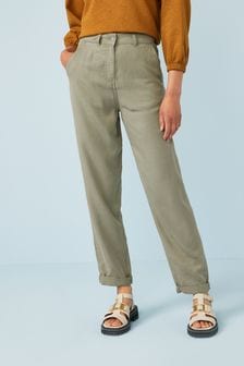 Zielony khaki - Spodnie z obszernymi nogawkami Tencel™ (T34072) | 71 zł