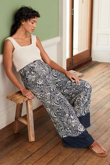 Morris & Co. India Print Super Wide Linen Blend Trousers (T34079) | €54