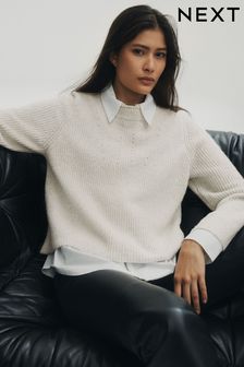 Naravna - Večslojni pulover z zadrgo na srajci (T34596) | €29